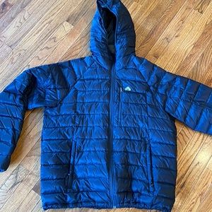 EMS brand, men’s packable puff jacket with hood.